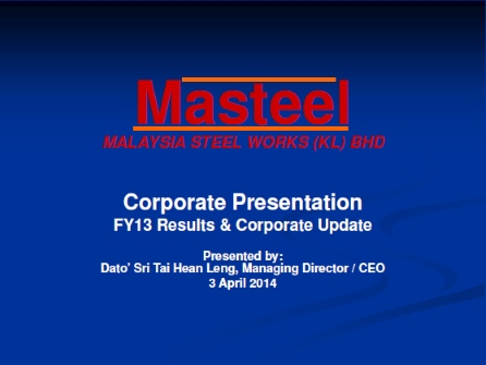 Masteel FY13 Slides Cover